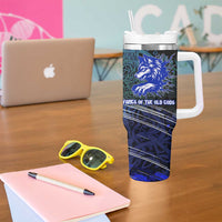 Fenrir Tumbler With Handle with Blue Wolf, Runes and Ragnarok End of Gods Tribute - Wonder Print Shop