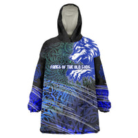 Fenrir Wearable Blanket Hoodie with Blue Wolf, Runes and Ragnarok End of Gods Tribute - Wonder Print Shop