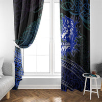Fenrir Window Curtain with Blue Wolf, Runes and Ragnarok End of Gods Tribute - Wonder Print Shop