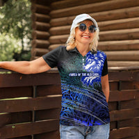 Fenrir Women Polo Shirt with Blue Wolf, Runes and Ragnarok End of Gods Tribute - Wonder Print Shop