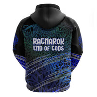 Fenrir Zip Hoodie with Blue Wolf, Runes and Ragnarok End of Gods Tribute - Wonder Print Shop