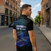 Fenrir Zipper Polo Shirt with Blue Wolf, Runes and Ragnarok End of Gods Tribute - Wonder Print Shop