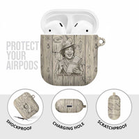 Zora Neale Hurston AirPods Case Rustic Wood Engraved Style Illustration Joyful Portrait with Book and Map Donkey - Wonder Print Shop