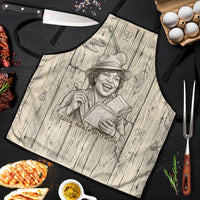 Zora Neale Hurston Apron Rustic Wood Engraved Style Illustration Joyful Portrait with Book and Map Donkey - Wonder Print Shop