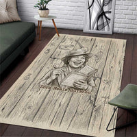 Zora Neale Hurston Area Rug Rustic Wood Engraved Style Illustration Joyful Portrait with Book and Map Donkey - Wonder Print Shop
