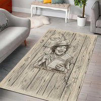 Zora Neale Hurston Area Rug Rustic Wood Engraved Style Illustration Joyful Portrait with Book and Map Donkey - Wonder Print Shop