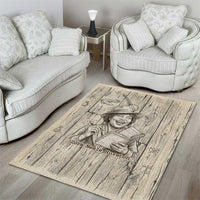 Zora Neale Hurston Area Rug Rustic Wood Engraved Style Illustration Joyful Portrait with Book and Map Donkey - Wonder Print Shop