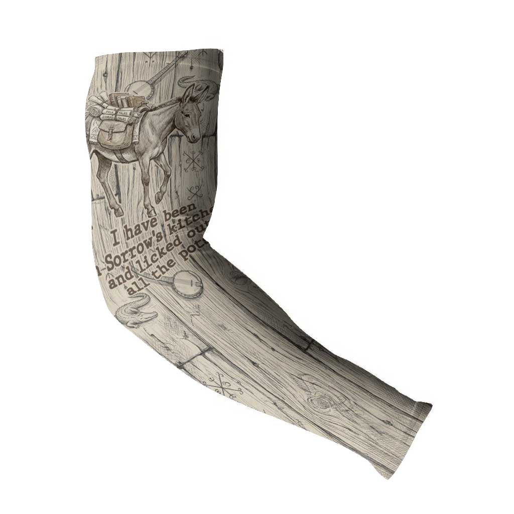 Zora Neale Hurston Arm Sleeves Rustic Wood Engraved Style Illustration Joyful Portrait with Book and Map Donkey - Wonder Print Shop
