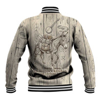Zora Neale Hurston Baseball Jacket Rustic Wood Engraved Style Illustration Joyful Portrait with Book and Map Donkey - Wonder Print Shop