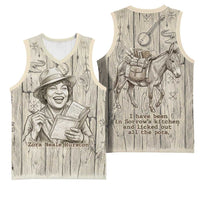 Zora Neale Hurston Basketball Jersey Rustic Wood Engraved Style Illustration Joyful Portrait with Book and Map Donkey - Wonder Print Shop