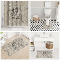 Zora Neale Hurston Bathroom Set Rustic Wood Engraved Style Illustration Joyful Portrait with Book and Map Donkey - Wonder Print Shop