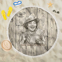 Zora Neale Hurston Beach Blanket Rustic Wood Engraved Style Illustration Joyful Portrait with Book and Map Donkey - Wonder Print Shop