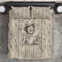 Zora Neale Hurston Bedding Set Rustic Wood Engraved Style Illustration Joyful Portrait with Book and Map Donkey - Wonder Print Shop