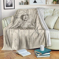 Zora Neale Hurston Blanket Rustic Wood Engraved Style Illustration Joyful Portrait with Book and Map Donkey - Wonder Print Shop
