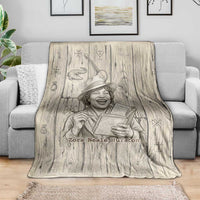 Zora Neale Hurston Blanket Rustic Wood Engraved Style Illustration Joyful Portrait with Book and Map Donkey - Wonder Print Shop