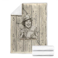 Zora Neale Hurston Blanket Rustic Wood Engraved Style Illustration Joyful Portrait with Book and Map Donkey - Wonder Print Shop