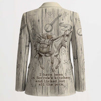 Zora Neale Hurston Blazer Rustic Wood Engraved Style Illustration Joyful Portrait with Book and Map Donkey - Wonder Print Shop