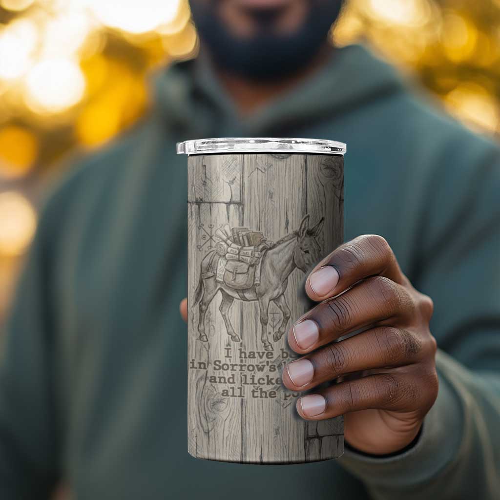 Zora Neale Hurston 4 in 1 Can Cooler Tumbler Rustic Wood Engraved Style Illustration Joyful Portrait with Book and Map Donkey - Wonder Print Shop