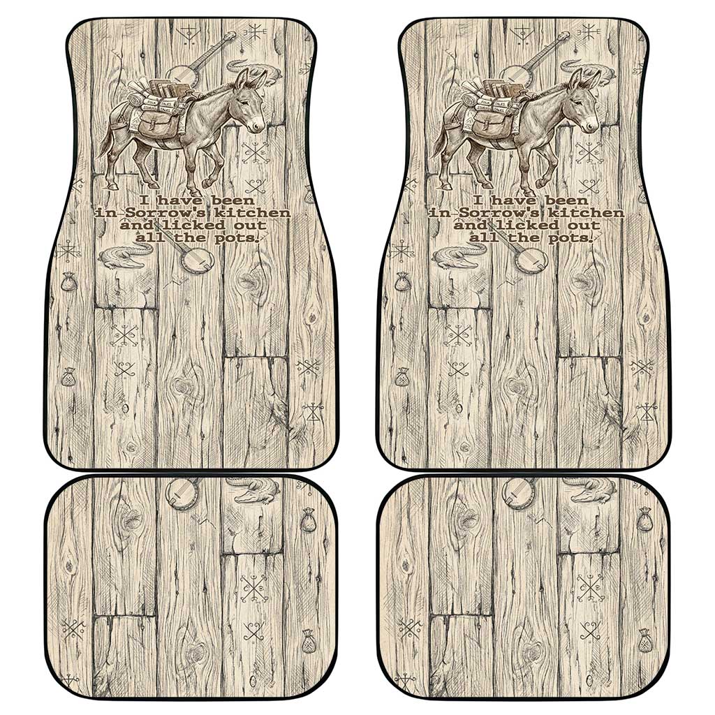 Zora Neale Hurston Car Mats Rustic Wood Engraved Style Illustration Joyful Portrait with Book and Map Donkey - Wonder Print Shop