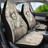 Zora Neale Hurston Car Seat Cover Rustic Wood Engraved Style Illustration Joyful Portrait with Book and Map Donkey - Wonder Print Shop