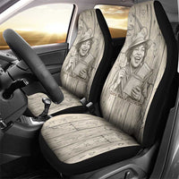 Zora Neale Hurston Car Seat Cover Rustic Wood Engraved Style Illustration Joyful Portrait with Book and Map Donkey - Wonder Print Shop