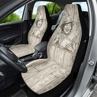 Zora Neale Hurston Car Seat Cover Rustic Wood Engraved Style Illustration Joyful Portrait with Book and Map Donkey - Wonder Print Shop