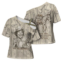 Zora Neale Hurston Cross Shoulder Shirt Rustic Wood Engraved Style Illustration Joyful Portrait with Book and Map Donkey - Wonder Print Shop