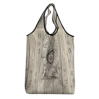 Zora Neale Hurston Grocery Bag Rustic Wood Engraved Style Illustration Joyful Portrait with Book and Map Donkey - Wonder Print Shop