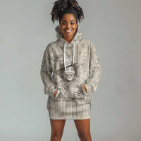 Zora Neale Hurston Hoodie Dress Rustic Wood Engraved Style Illustration Joyful Portrait with Book and Map Donkey - Wonder Print Shop