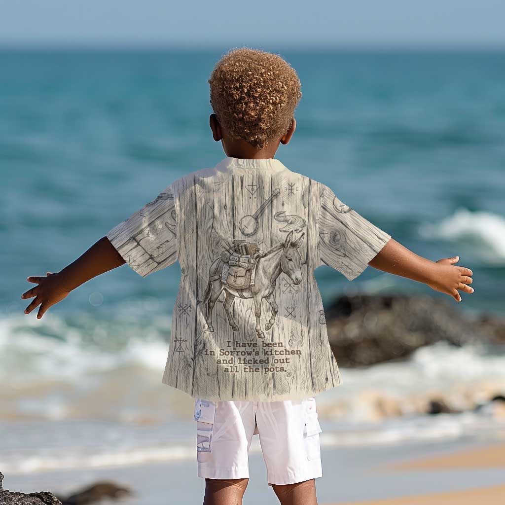 Zora Neale Hurston Kid Hawaiian Shirt Rustic Wood Engraved Style Illustration Joyful Portrait with Book and Map Donkey - Wonder Print Shop