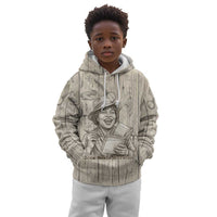 Zora Neale Hurston Kid Hoodie Rustic Wood Engraved Style Illustration Joyful Portrait with Book and Map Donkey - Wonder Print Shop
