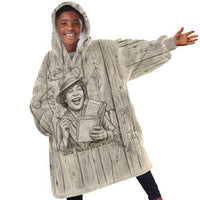 Zora Neale Hurston Kid Wearable Blanket Hoodie Rustic Wood Engraved Style Illustration Joyful Portrait with Book and Map Donkey - Wonder Print Shop