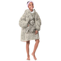 Zora Neale Hurston Kid Wearable Blanket Hoodie Rustic Wood Engraved Style Illustration Joyful Portrait with Book and Map Donkey - Wonder Print Shop