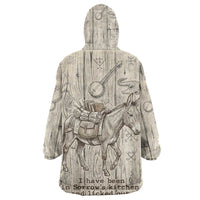 Zora Neale Hurston Kid Wearable Blanket Hoodie Rustic Wood Engraved Style Illustration Joyful Portrait with Book and Map Donkey - Wonder Print Shop