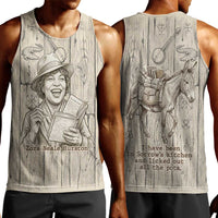 Zora Neale Hurston Men Tank Top Rustic Wood Engraved Style Illustration Joyful Portrait with Book and Map Donkey - Wonder Print Shop