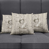 Zora Neale Hurston Pillow Cover Rustic Wood Engraved Style Illustration Joyful Portrait with Book and Map Donkey - Wonder Print Shop