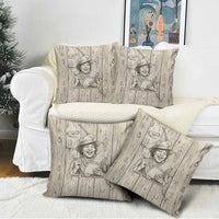 Zora Neale Hurston Pillow Cover Rustic Wood Engraved Style Illustration Joyful Portrait with Book and Map Donkey - Wonder Print Shop