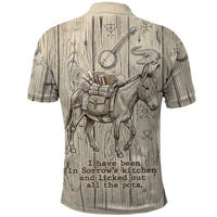Zora Neale Hurston Polo Shirt Rustic Wood Engraved Style Illustration Joyful Portrait with Book and Map Donkey - Wonder Print Shop
