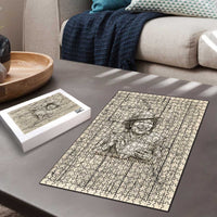 Zora Neale Hurston Puzzle Rustic Wood Engraved Style Illustration Joyful Portrait with Book and Map Donkey - Wonder Print Shop
