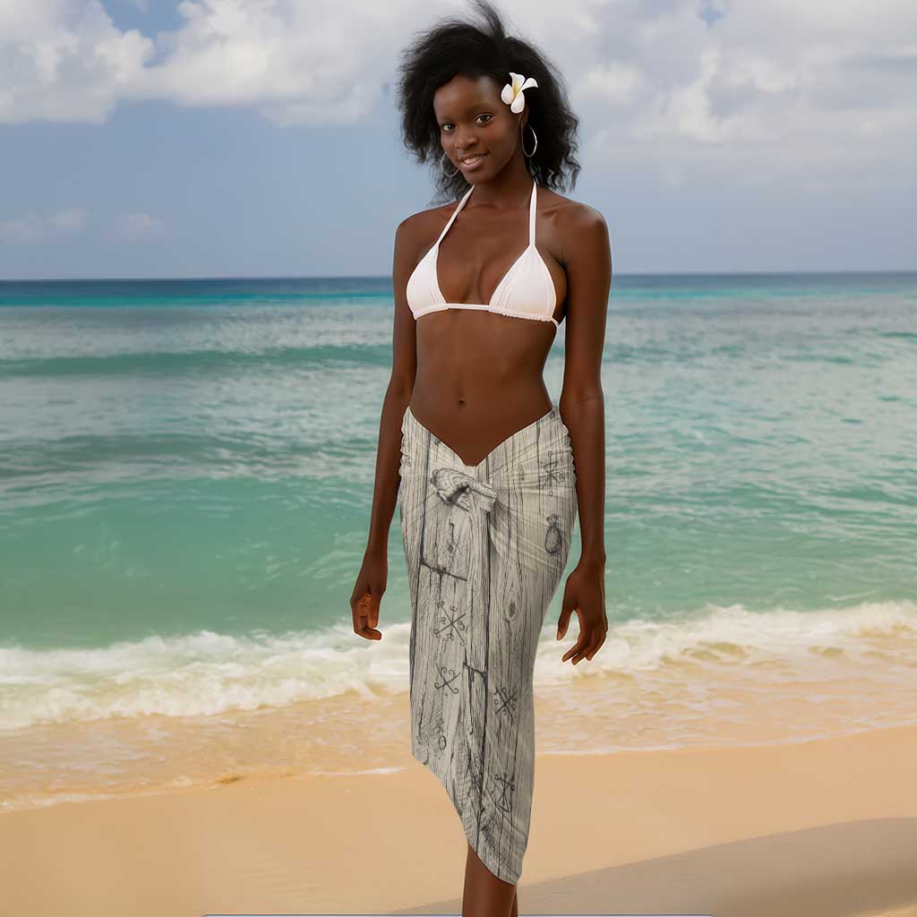 Zora Neale Hurston Sarong Rustic Wood Engraved Style Illustration Joyful Portrait with Book and Map Donkey - Wonder Print Shop