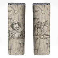 Zora Neale Hurston Skinny Tumbler Rustic Wood Engraved Style Illustration Joyful Portrait with Book and Map Donkey - Wonder Print Shop