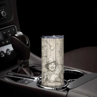 Zora Neale Hurston Skinny Tumbler Rustic Wood Engraved Style Illustration Joyful Portrait with Book and Map Donkey - Wonder Print Shop