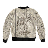 Zora Neale Hurston Sleeve Zip Bomber Jacket Rustic Wood Engraved Style Illustration Joyful Portrait with Book and Map Donkey - Wonder Print Shop
