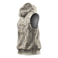 Zora Neale Hurston Sleeveless Hoodie Rustic Wood Engraved Style Illustration Joyful Portrait with Book and Map Donkey - Wonder Print Shop