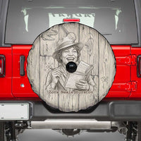 Zora Neale Hurston Spare Tire Cover Rustic Wood Engraved Style Illustration Joyful Portrait with Book and Map Donkey - Wonder Print Shop