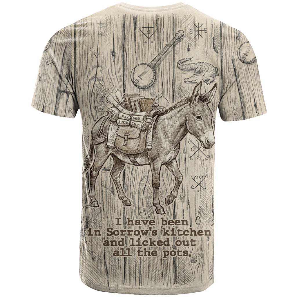 Zora Neale Hurston T shirt Rustic Wood Engraved Style Illustration Joyful Portrait with Book and Map Donkey - Wonder Print Shop