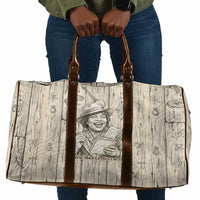 Zora Neale Hurston Travel Bag Rustic Wood Engraved Style Illustration Joyful Portrait with Book and Map Donkey - Wonder Print Shop
