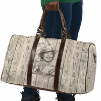 Zora Neale Hurston Travel Bag Rustic Wood Engraved Style Illustration Joyful Portrait with Book and Map Donkey - Wonder Print Shop