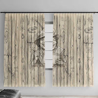 Zora Neale Hurston Window Curtain Rustic Wood Engraved Style Illustration Joyful Portrait with Book and Map Donkey - Wonder Print Shop