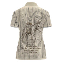Zora Neale Hurston Women Polo Shirt Rustic Wood Engraved Style Illustration Joyful Portrait with Book and Map Donkey - Wonder Print Shop